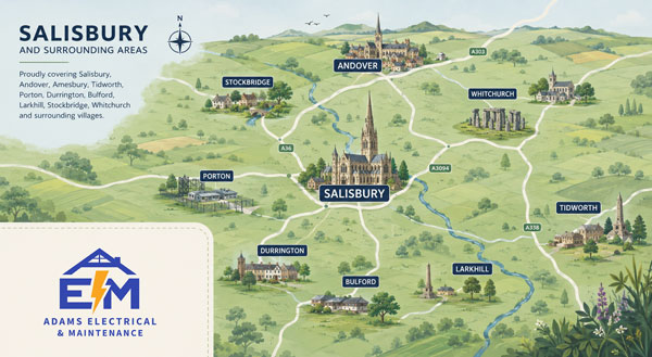 Local map of Salisbury, Andover and nearby areas